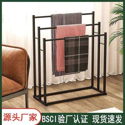 大号浴巾架毛巾架落地免打孔可移动金属牢固稳固收纳挂杆泳池架子