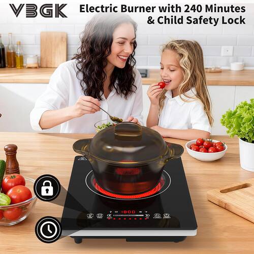 VBGK电陶炉110V1800W触摸控制8级调节4小时定时器安全锁过热保护