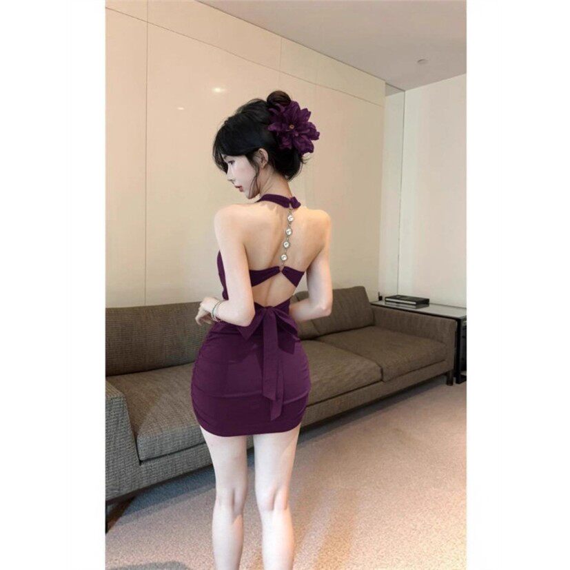 短款法式高级性感链条V领