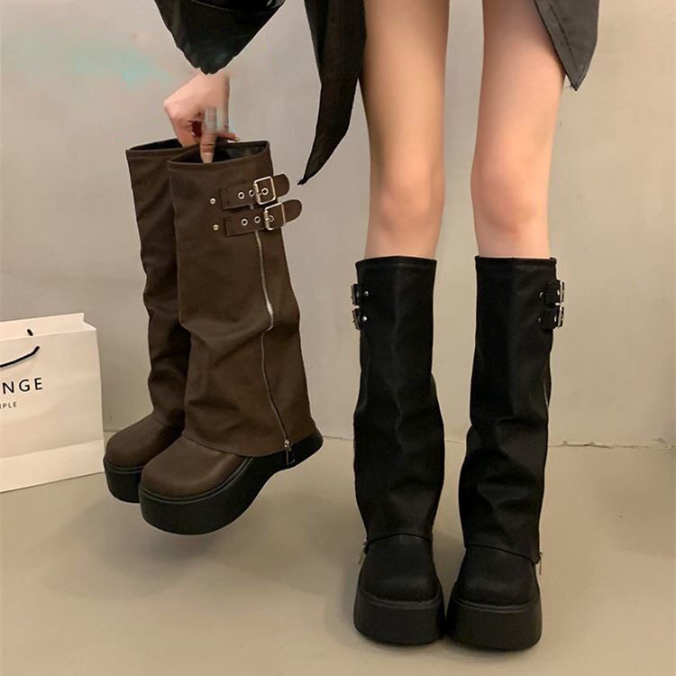 2026新款厚底裤管靴西部骑士靴爆款长筒靴女秋冬不过膝瘦瘦高筒靴