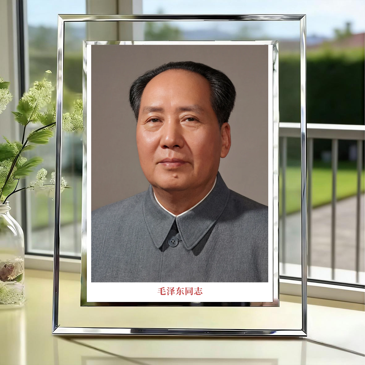 中华伟人毛主席画像激励自己水晶玻璃相框摆件爱国题材办公室书房