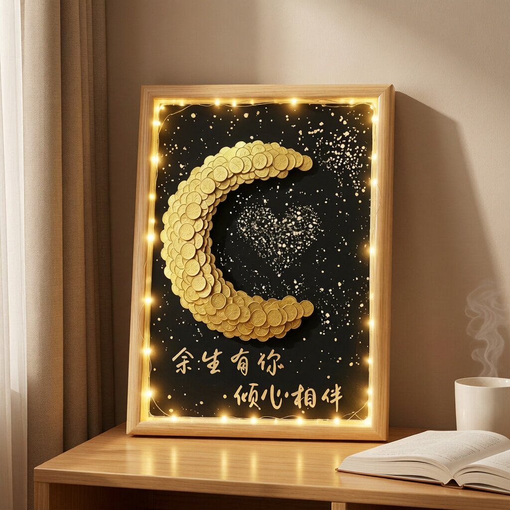 星月钻石结婚情侣纪念日送老公老婆对象手工硬币DIY相框卧室摆件