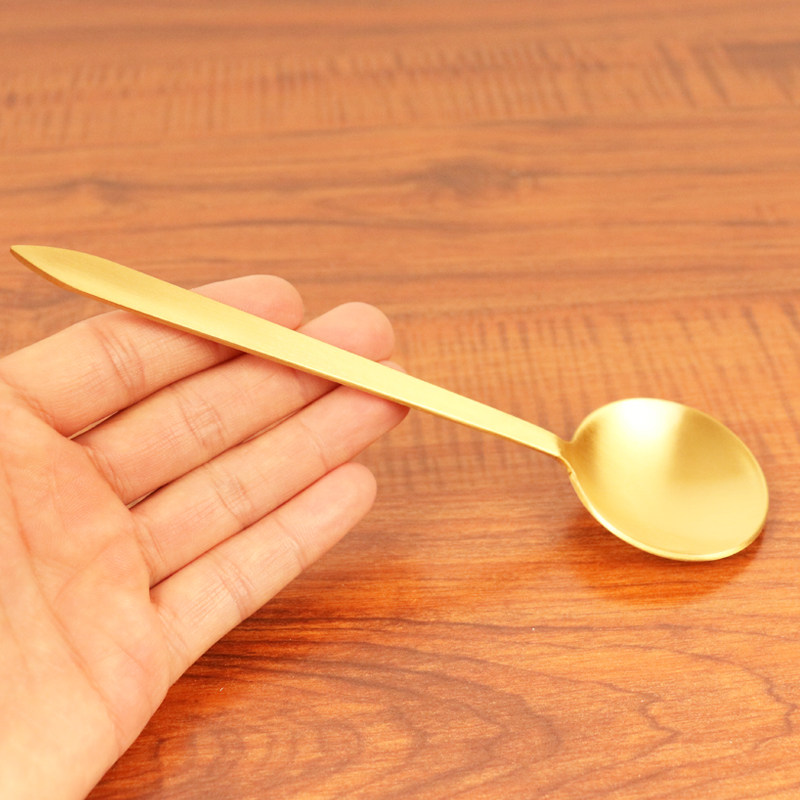 老工艺韩式圆头铜勺子纯黄铜材质加厚调羹吃饭补铜汤勺饭勺子餐具