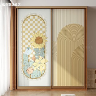 改造卧室衣柜推拉门贴纸衣橱翻新高级感装饰移门遮丑墙纸自粘防水