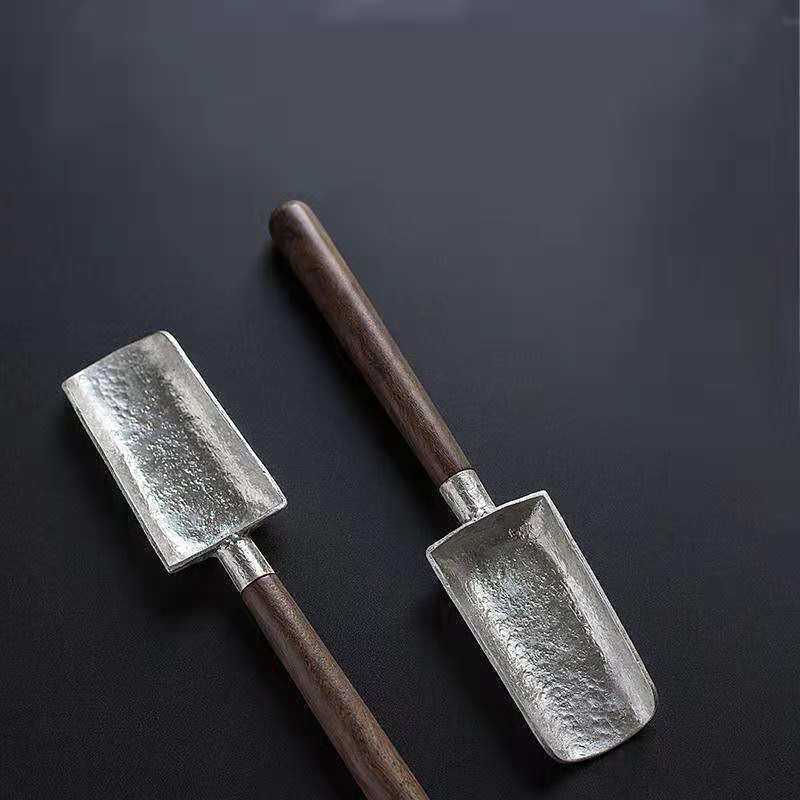 锡茶勺茶铲分茶勺小茶匙长柄套装家用茶道零件茶具配件取茶叶量勺