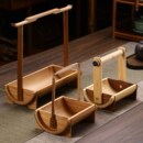 手工竹雕竹制点心托盘果篮手提篮天然竹编摆件茶道配件装 饰配饰品