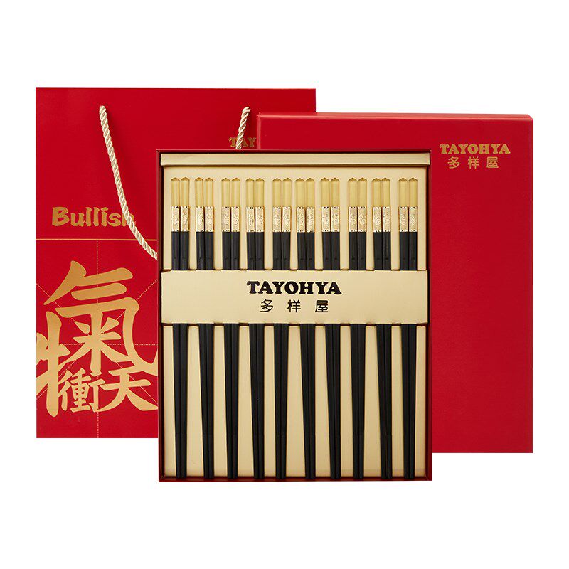 TAYOHYA/多样屋 五福临门-金色合金筷礼盒礼品筷子创意餐具套装