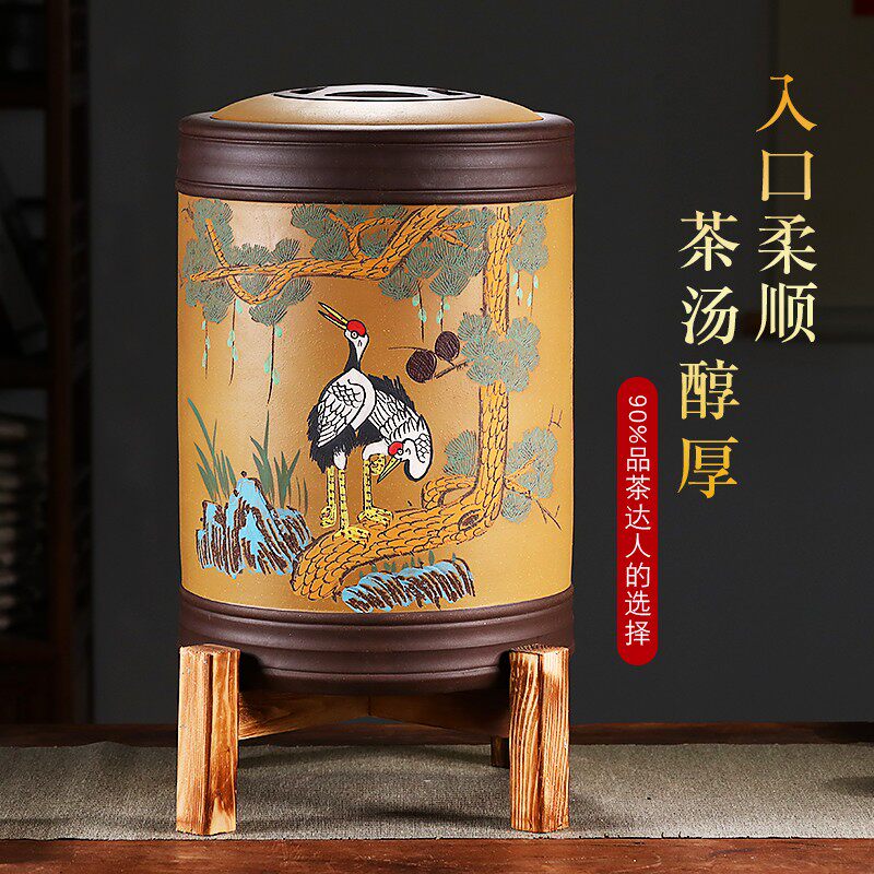 宜兴紫砂茶叶罐大号普洱茶叶罐储存缸陶瓷密封罐家用醒茶罐茶饼罐
