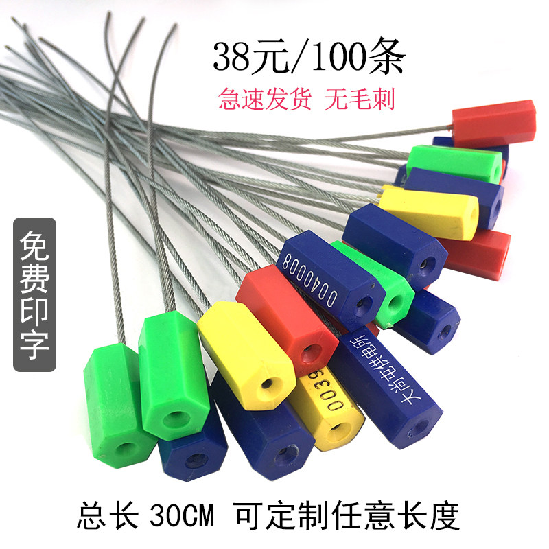 一次性钢丝线铅封电表水表防盗封条集装箱物流货运封签扣防拆30CM
