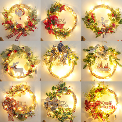 耶诞节花环门挂树挂饰挂件装饰品场景布置花圈藤圈门饰花饰品吊饰