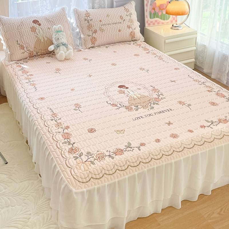 小清新公主风床裙款乳胶凉席三件套夏天冰丝席空调软席子可水洗机,床上用品,乳胶席,淘宝优惠券,粉丝福利购,淘宝优惠卷