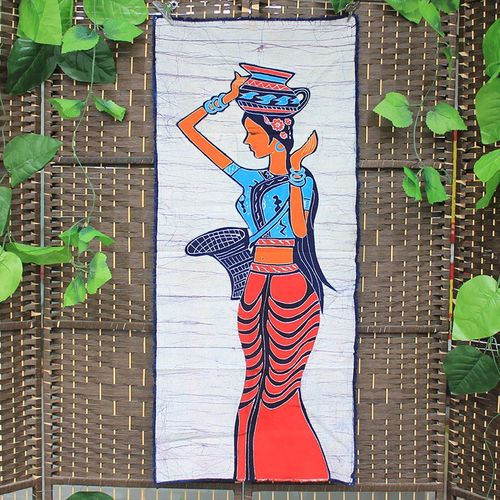 蜡染画云南民族特色手工布画傣族风格壁挂餐厅酒店装饰背景画顶罐