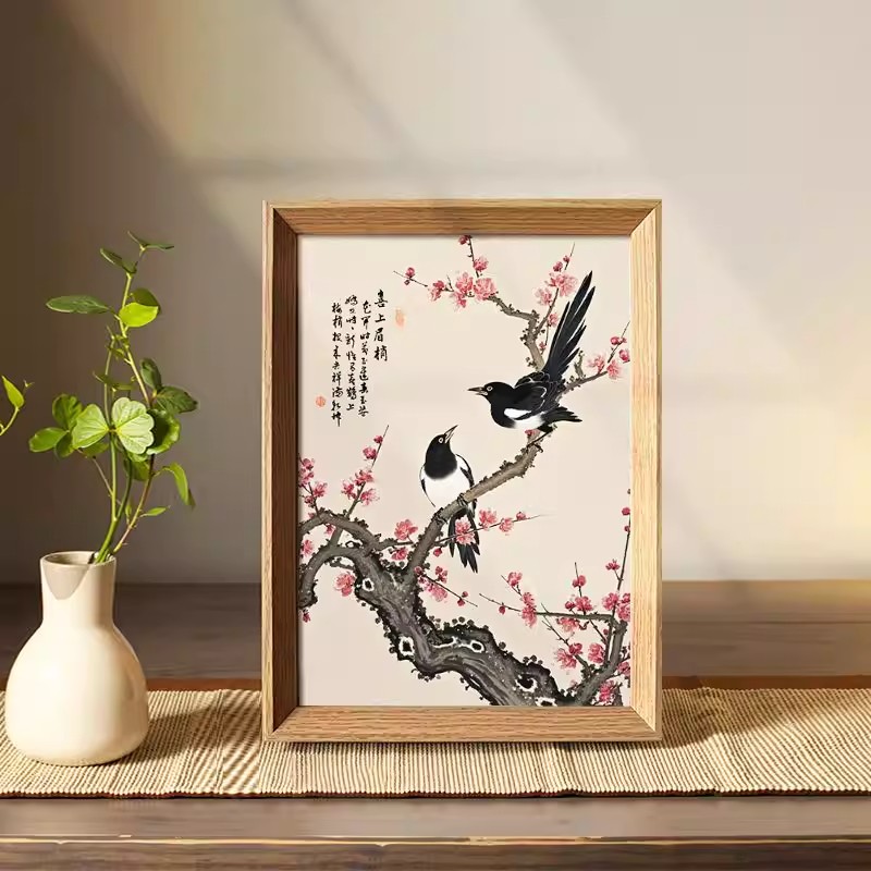 中式惟有喜鹊上梅梢吉祥相框图片