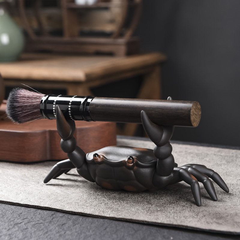 茶宠摆件螃蟹茶玩茶桌宠物招财陶瓷紫砂功夫茶具创意茶宠可养摆件