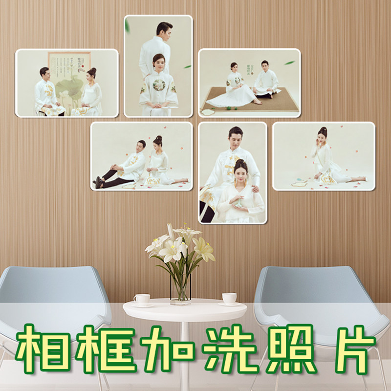 创意婚纱照片墙组合放大现代简约儿童摆台制作宝宝冲洗水晶挂墙