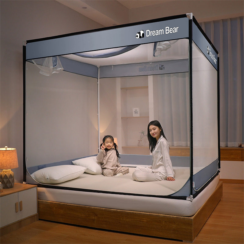 三开门床笠款坐床式蚊帐家用卧室外穿杆儿童防摔纹账防蚊尘单双人,床上用品,蚊帐,淘宝优惠券,粉丝福利购,淘宝优惠卷