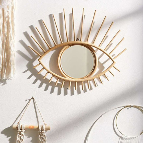 摩洛哥眼睛藤镜 手工藤制贴墙镜子民宿墙镜装饰上帝之眼进口