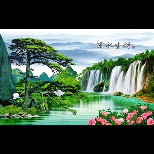 龙鱼缸背景贴纸画高清图3d立体水族箱壁纸造景纸贴风景意境定做s