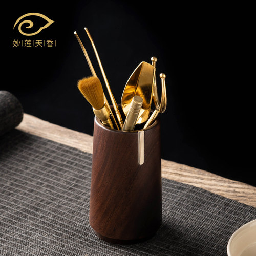 妙莲天香功夫茶具茶艺配件5件套套装家用 黄铜茶夹茶勺茶叉茶刀