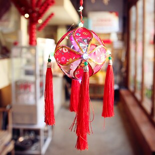 绣球花手提宫灯笼中秋节传统手工艺品圆球形发光镂空复古花灯成品