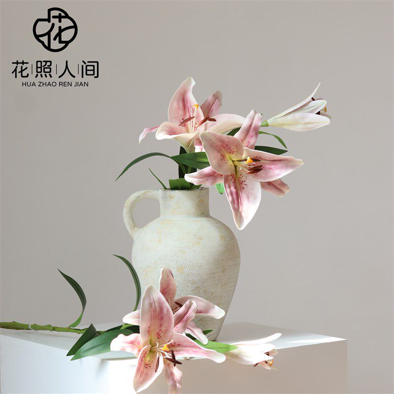 高品质大百合仿真花 eva假花束法式家居装饰摆件拍摄道具花艺配花