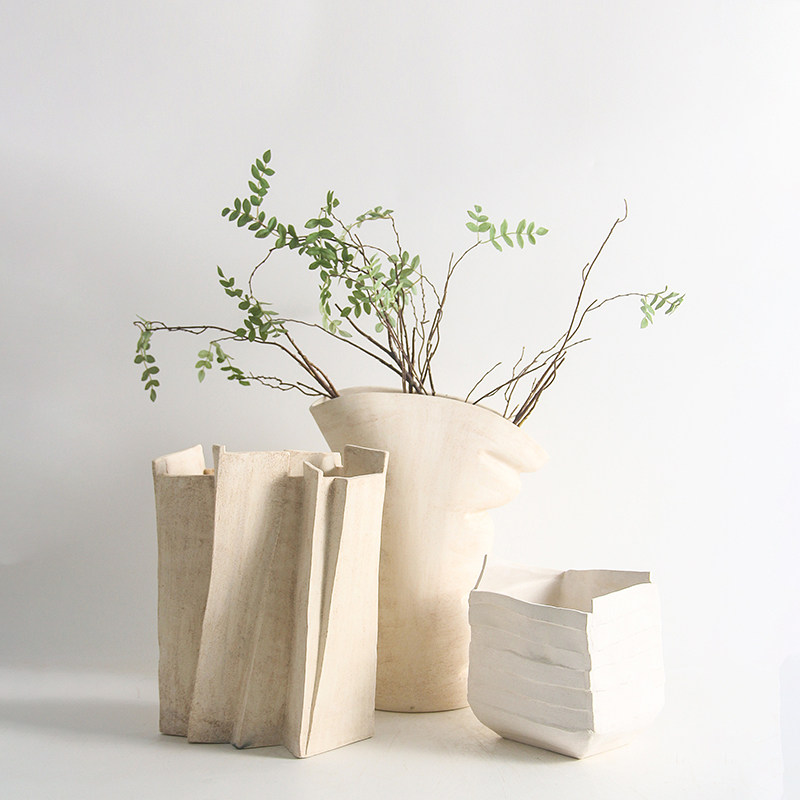现代极简创意几何陶瓷花瓶摆件插花器样板房间民宿酒店客厅装饰品,家居饰品,花瓶,淘宝优惠券,粉丝福利购,淘宝优惠卷
