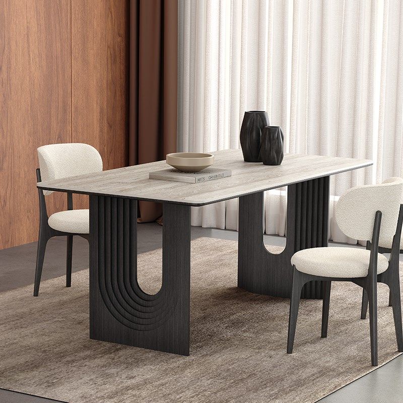 中古黑色实木餐桌长方形现代极简设计师款小户型全托洞石岩板餐桌,住宅家具,岩板餐桌,淘宝优惠券,粉丝福利购,淘宝优惠卷