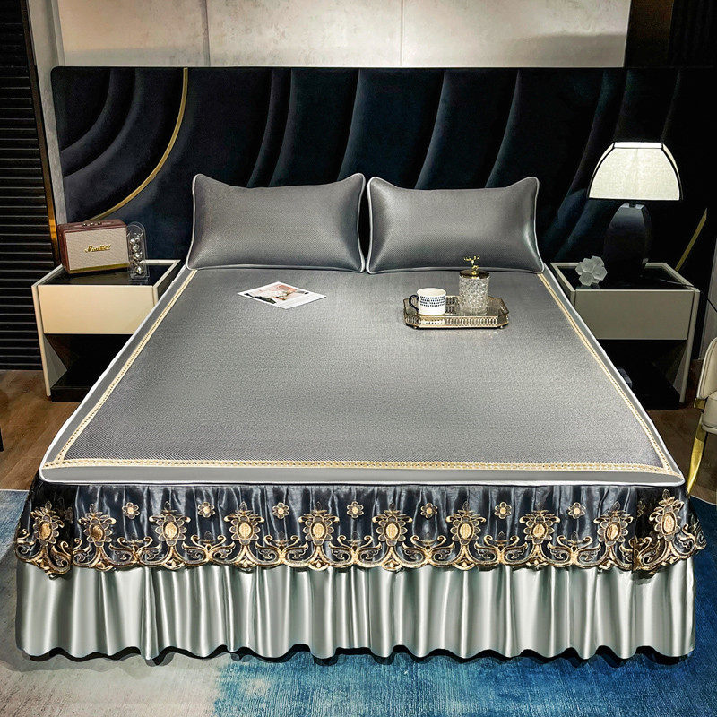 高档藤席三件套夏季加厚冰丝凉席床裙空调软席可拆卸床罩席子套件,床上用品,藤席,淘宝优惠券,粉丝福利购,淘宝优惠卷