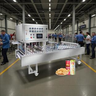 桶装薯片封口机杯装虾肉片膜全自动封口机桶装爆米花自动封盖机