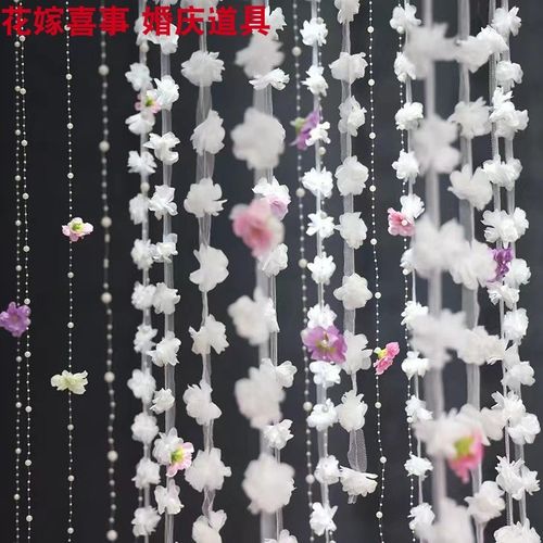 婚礼堂道具花朵装饰挂花串婚庆舞台吊顶布置商场橱窗美陈假花装饰
