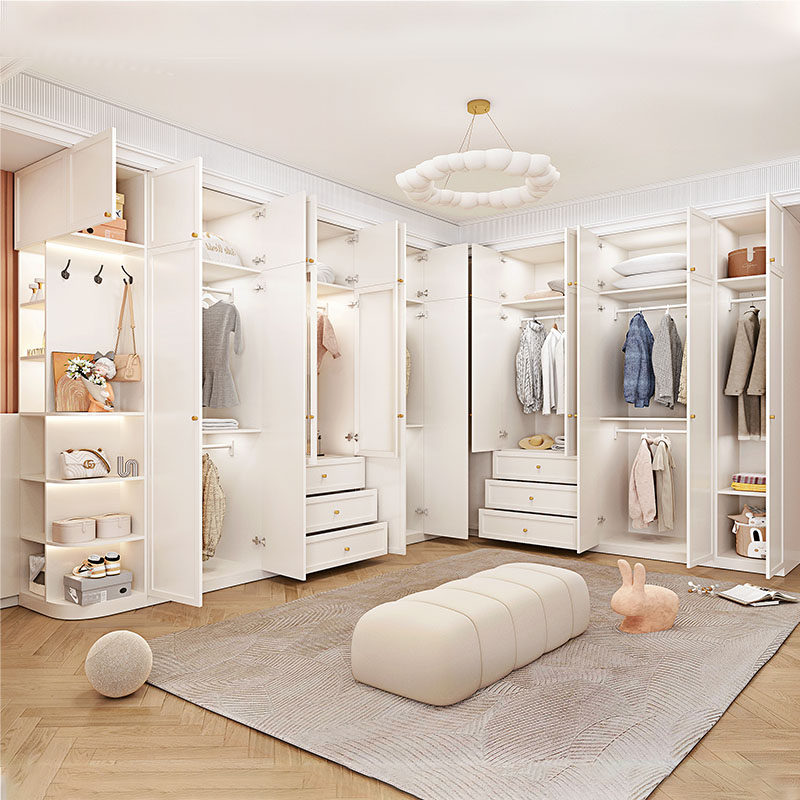 新款实木一门到顶衣柜卧室家用90直角转弯衣橱l型衣帽间成品定制