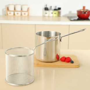 小型油炸锅家用小炸锅省油迷你油锅炸串锅油炸单柄小深锅滤网