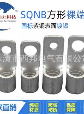 SQNB方平头裸端子紫铜国标方形裸端头冷压接线端子CB38-8