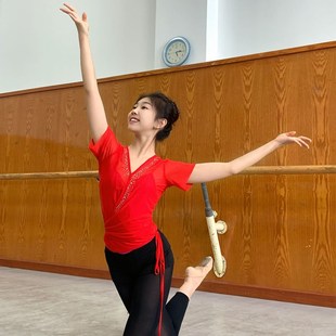 古典舞蹈纱衣练功服女开衫 上衣中国舞艺考身韵飘逸 基训短袖