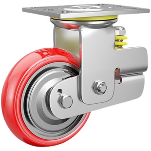 重型4寸5寸6寸8寸弹簧减震脚轮铁芯聚氨酯pu轮万向轮减震避震轮子