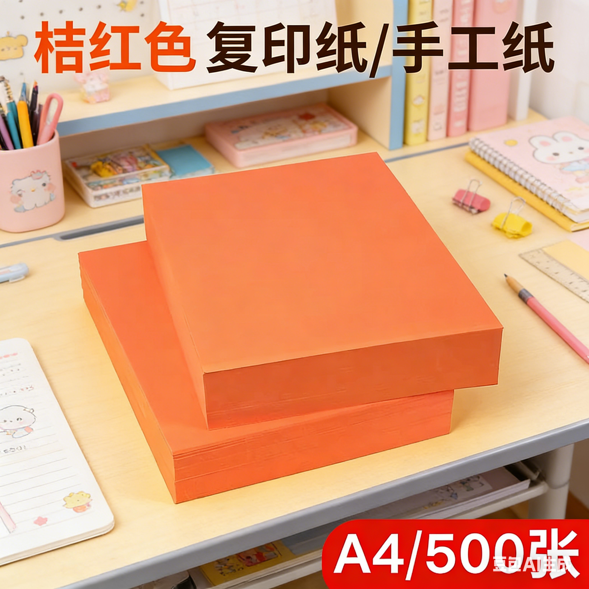 卡洛顿桔色A4复印纸500张多规格办公用品彩色打印纸整箱装办公用纸标准尺寸多克重整箱批发A4橘色学生用纸