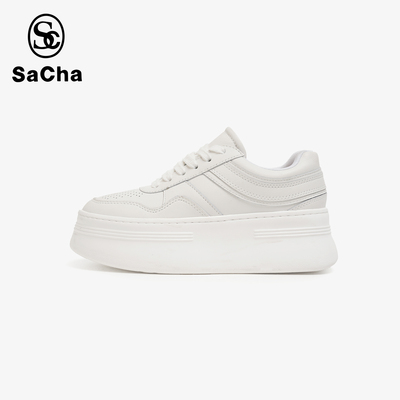 【小西专属】SACHA四季厚底松糕系带休闲小白鞋BTSP-G323