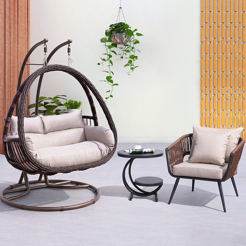 树忆吊篮吊椅卧室懒人摇篮椅阳台庭院休闲吊篮躺床轻奢网红藤编椅