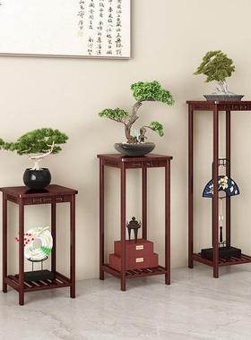 入户玄关装饰客厅电视柜旁边落地摆件中古风高级感小众实木置物架