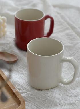KEEPIN®红色马克杯女咖啡杯日式高颜值简约水杯情侣杯子陶瓷纯色