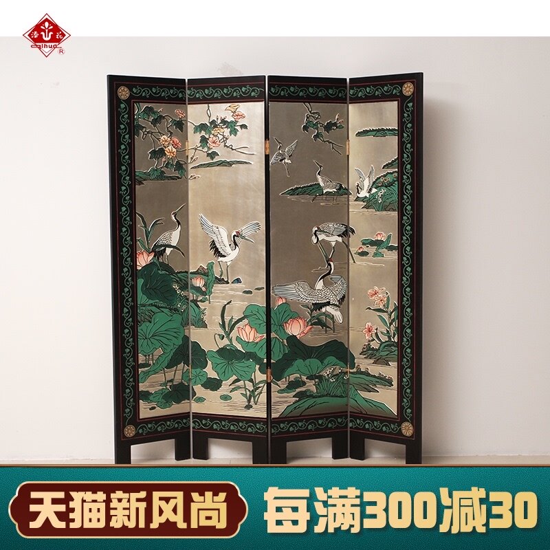 扬州漆器厂刻漆中式屏风隔断折叠客厅玄关墙移动折屏办公室屏风