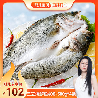 【烈儿宝贝直播间】开背海鲈鱼鲜冻鲈鱼冷冻锁鲜400-500g/条*4条