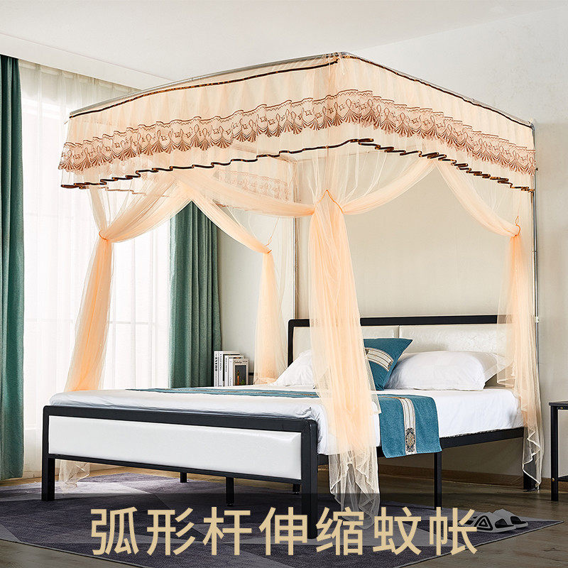 款伸缩蚊帐2022新可家用杆帘加厚不锈钢落地支架床一体式加粗架子