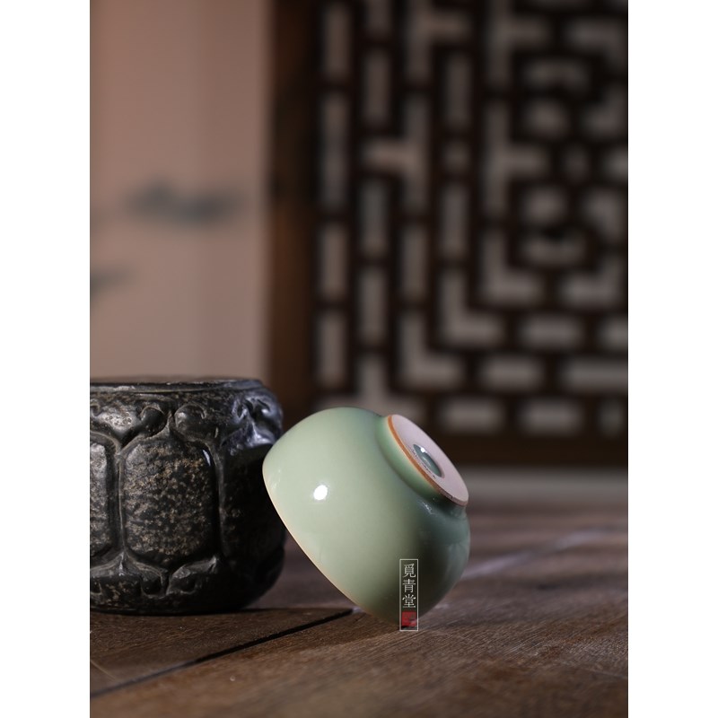 【吴进冰心玉肌鼓杯】龙泉青瓷高端手工茶具中式冰裂茶杯品茗单杯