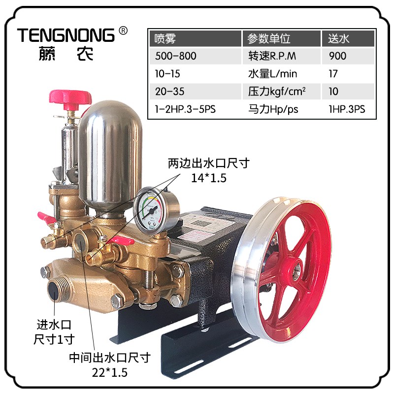 524型农用高压打药喷雾器打药机泵头陶瓷免加黄油三缸柱塞泵