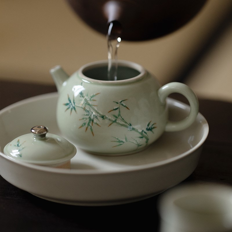 束刻 秘黄釉纯全手工茶壶单人功夫茶具套装家用大小容量思亭壶