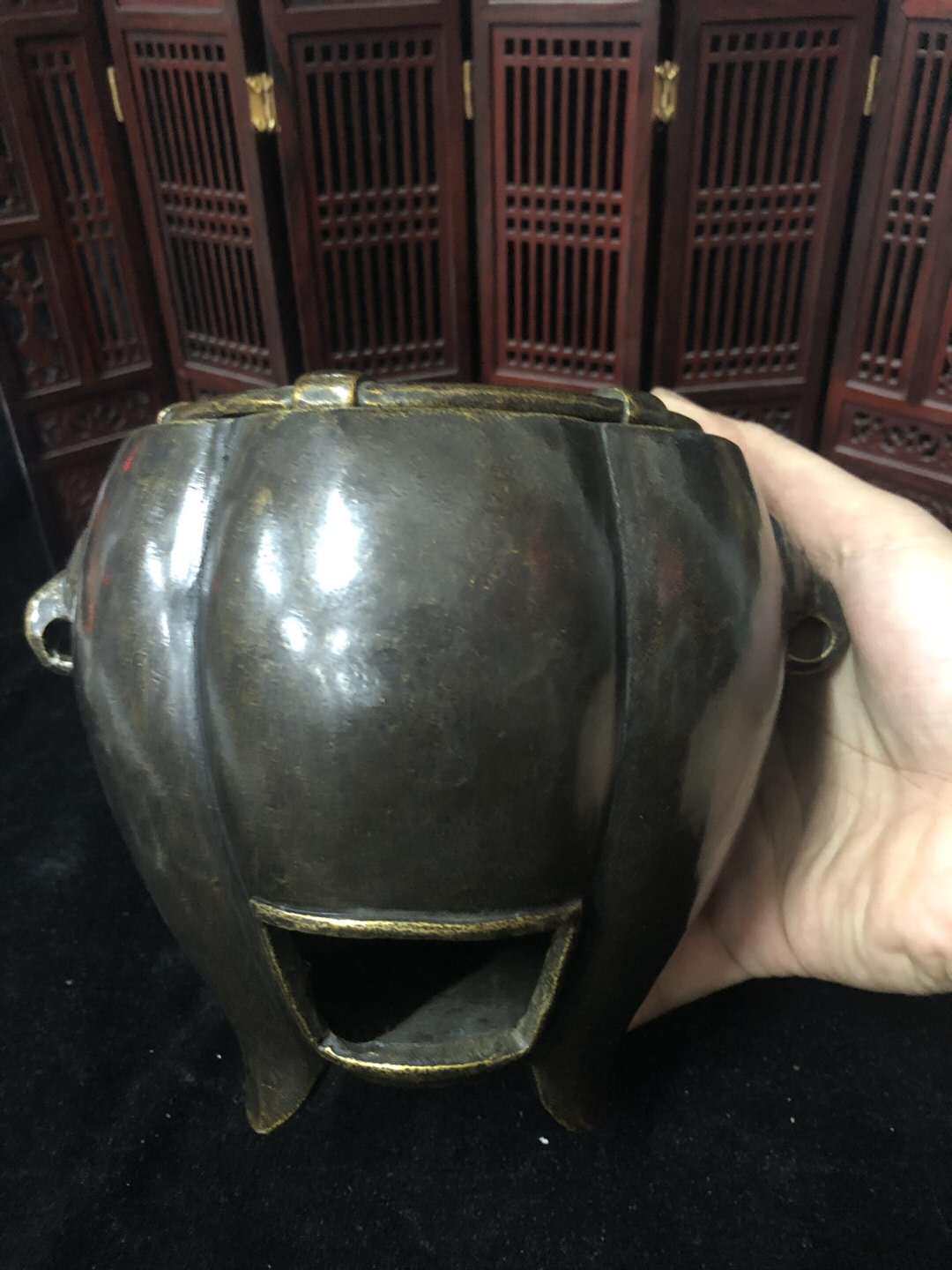 铜碳火炉兽头炉精炉瓜型木炭酒家用烧水纯茶器复古煮铜三足兽口炉