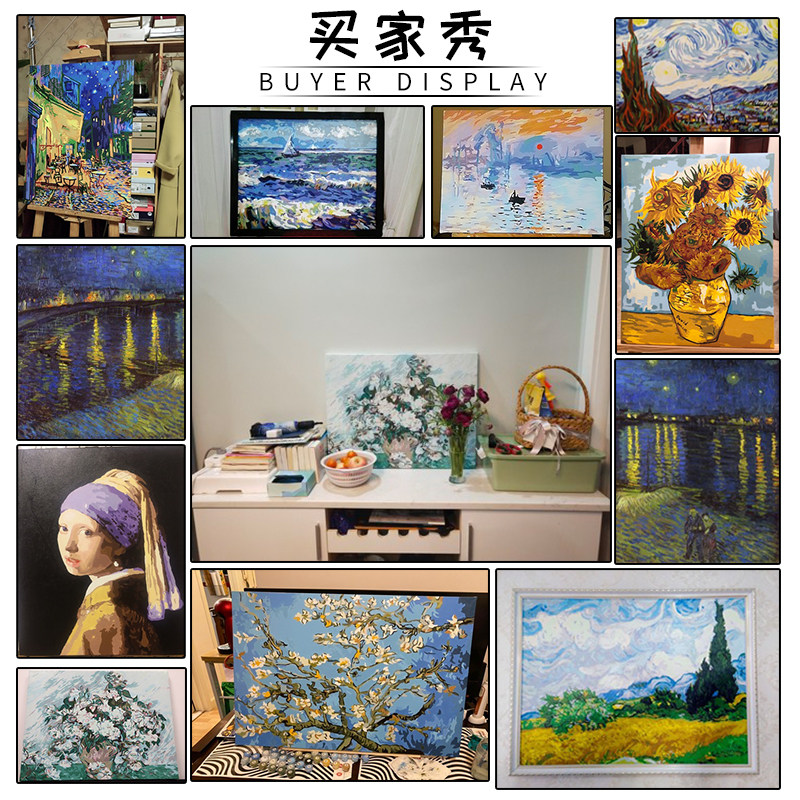 佳彩天颜 数字油彩画diy油花画卉油彩梵高向日葵填色手绘装饰名画