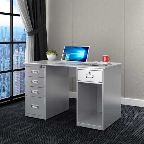 加厚款不锈钢电脑桌工作台实验桌铁皮办公桌职员电脑桌实验室桌子