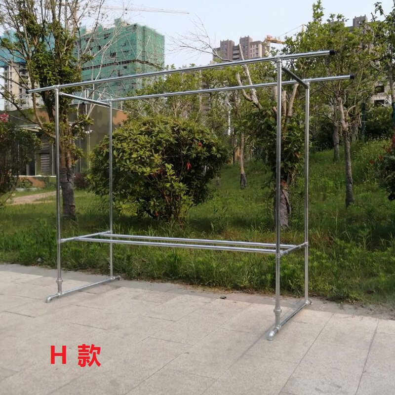 镀锌水管钢管晾衣双落地杆架式阳台室内外防风晾衣杆晒被架子加厚